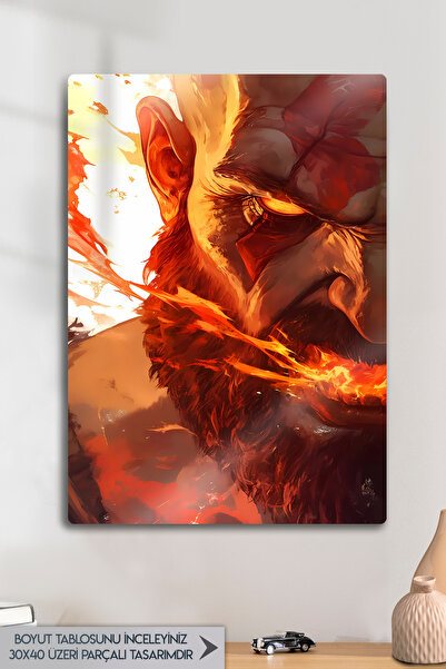 DekorHane Metalni print - Bog rata Kratos, dekorativni poster za igre