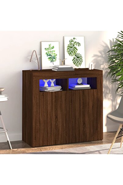 Concept Servantă cu lumini LED, stejar maro, 80x35x75 cm
