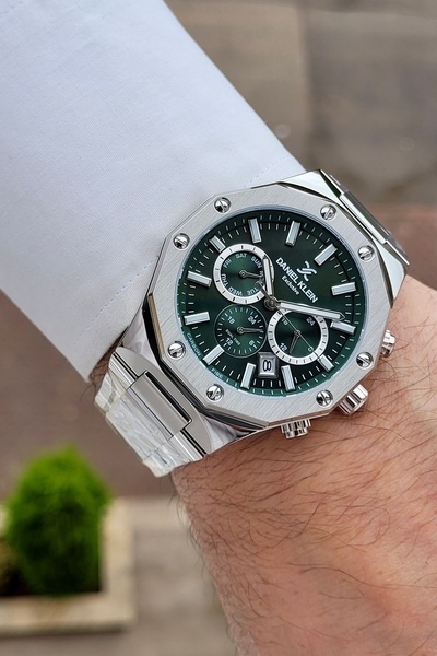 Daniel Klein Kadranı Yeşil Kordonu Silver Renk 43 Mm 24 Ay Garantili Gösterge...