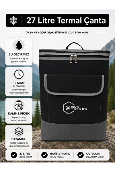 Wallery Bags 27 Litre Isı Yalıtımlı Sırt Çantası Piknik Kamp Plaj Termos Sıca...