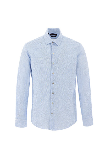 Kiğılı Long Sleeve Slim Fit Slim Fit Patterned Linen Shirt