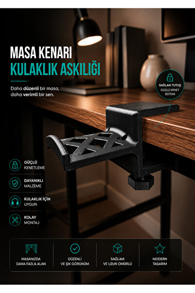 Masa Altı Kulaklık Tutucu – 3D Baskı Gaming Kulaklık Standı ve Masa Kenarı Askılığı