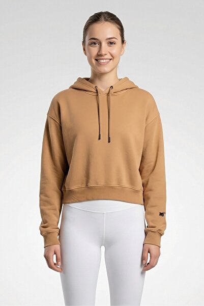 Reebok Women Long Sleeve Solid Travel Hoodie, Brown