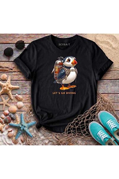 ScubaPromoTurkey Müren Visually Printed Black Cotton T-Shirt