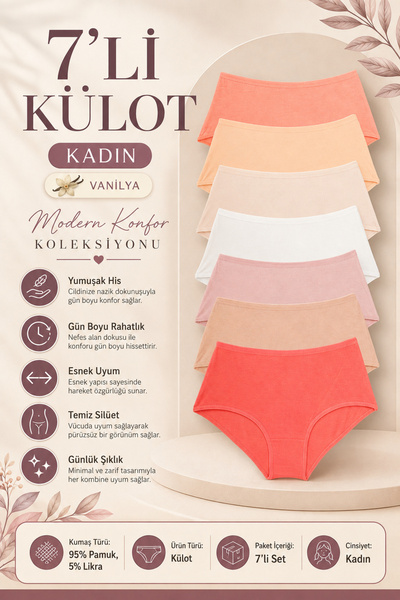 Nicoletta Dámske nohavičky s vysokým pásom, balenie 7 kusov, Lycra, vanilka