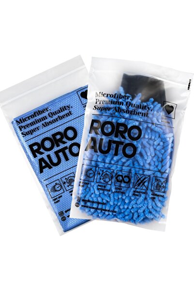 roro auto Roro Auto Munzur Mikrofiber Araç Yıkama Eldiveni Mavi