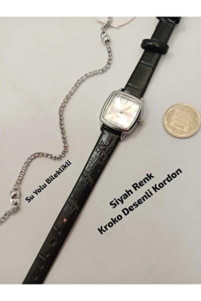 Brality Minimal Vintage Retro Women's Wristwatch Black Color Strap, Silver Co...
