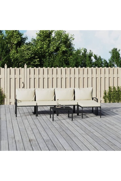 Concept Set mobilier de grădină cu perne nisipii, 6 piese, oțel