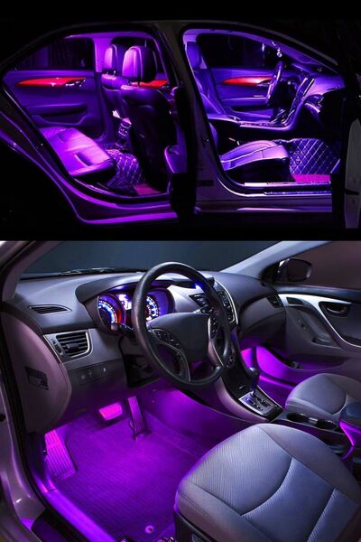 ASTRA LED Araç İçi Aydınlatma RGB Ayak Altı Led Sese Duyarlı Müziğe Duyarlı 12 Led Kumandalı Ambiyans Çakmaklık Girişli