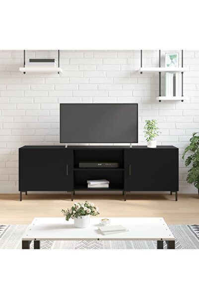 Concept Comodă TV, negru, 150x30x50 cm, lemn compozit