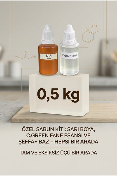 Organik Hekim C Green Esanslı Sarı Renkli Şeffaf Sabun Bazı 500 g El Yapımı S...