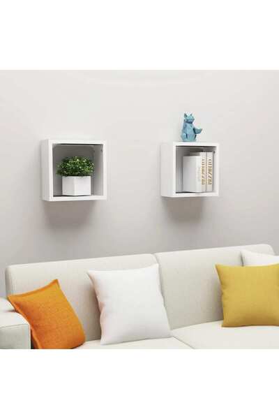 Concept Rafturi de perete cub, 2 buc., alb, 30x15x30 cm