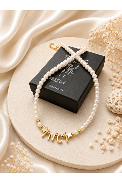 i&s design İNCİ KOLYE İSİM DETAYLI