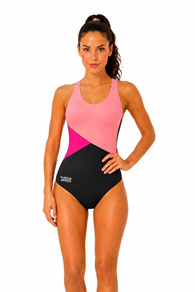 Aqua Speed BELLA Kadın Yüzme Antrenman Mayosu Pembe Siyah