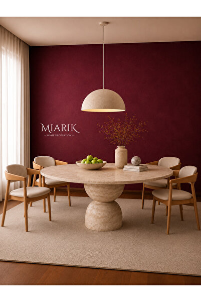 MIARIK DESIGN & DEKORASYON TRAVERTEN KUM SAATI YEMEK MASASI