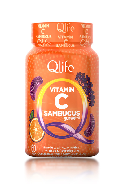 Qlife Vitamin C Sambucus Gummies - C Vitamini İçeren Çiğnenebilir Vitamin 60 ...