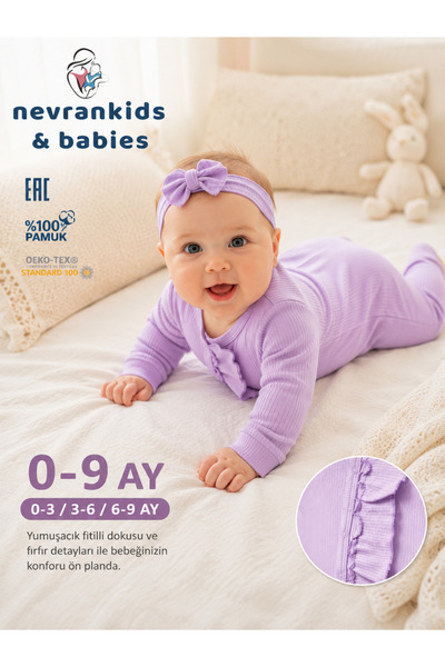 nevrankids Kız Bebek Uzun Kol Fitilli Fırfırlı Tulum