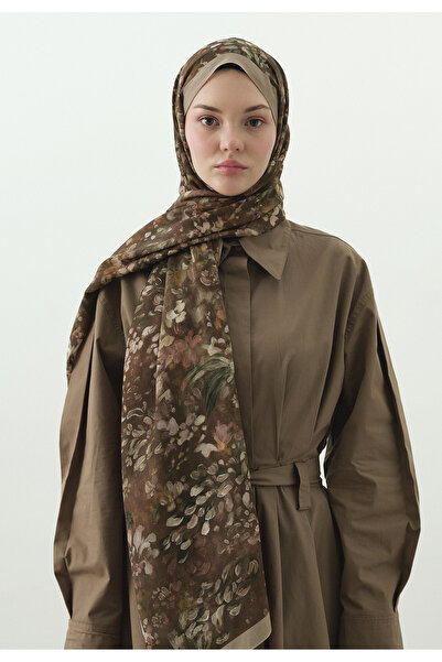 Freshscarfs Șal din bumbac și viscoză cu model Dark Beauty, maro lăptos