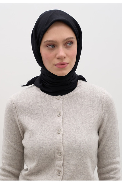 Freshscarfs Μαύρο βαμβακερό φουλάρι βισκόζης