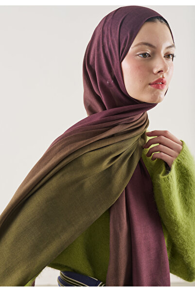 Freshscarfs Degrade Desen Rami Şal Mürdüm - Yeşil