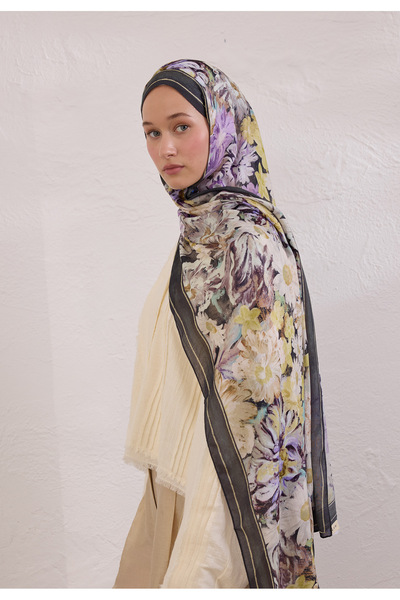 Freshscarfs Jasmıne Joy Desen Rami Şal Antrasit