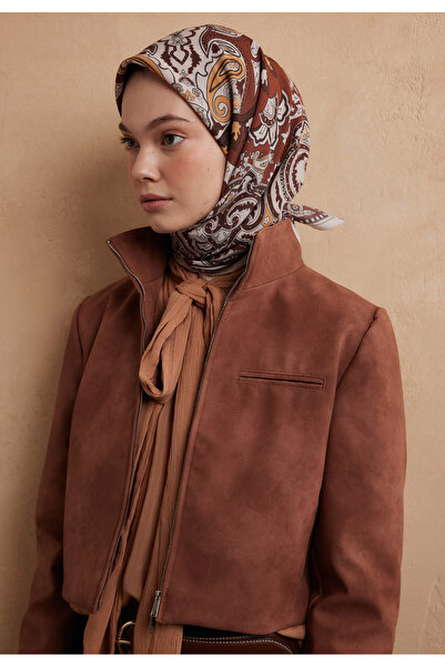 Freshscarfs Βαμβακερό μεταξωτό φουλάρι με σχέδιο κανέλας Lena