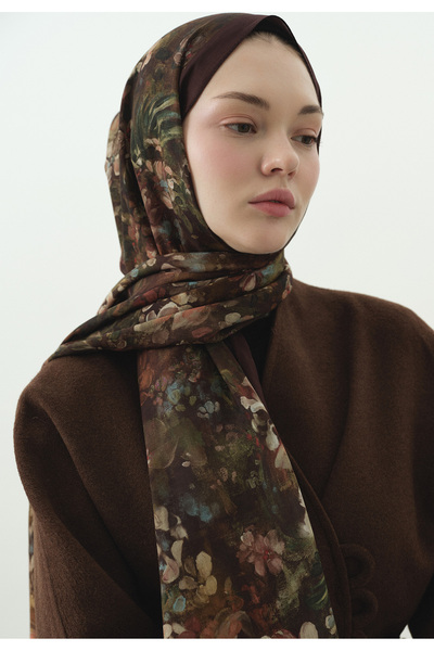 Freshscarfs Dark Beauty Desenli Pamuk Viskon Şal Bordo