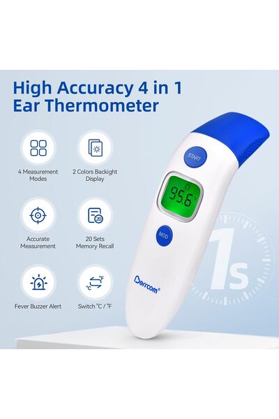 Arabest 3-in-1 Forehead & Ear Thermometer, Non-Contact Digital Thermometer wi...