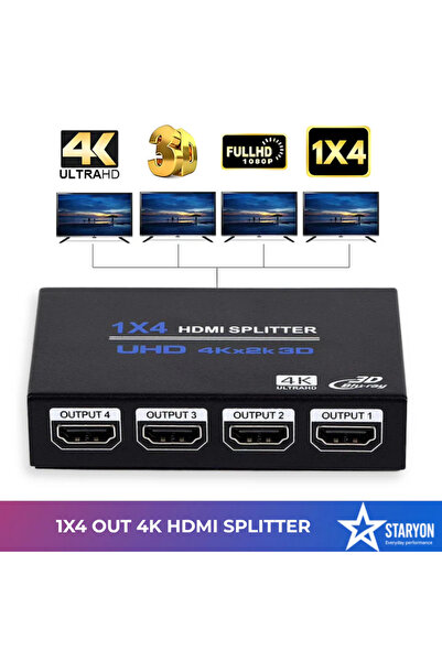Staryon Splitter HDMI 1x4 4K cu Amplificator Staryon ®   1 intrare 4 ieșiri HDMI