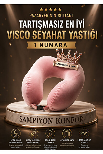 Armegeda Pembe Memory Foam Boyun Destekli Seyahat Yastığı – Ortapedik boyunlu...