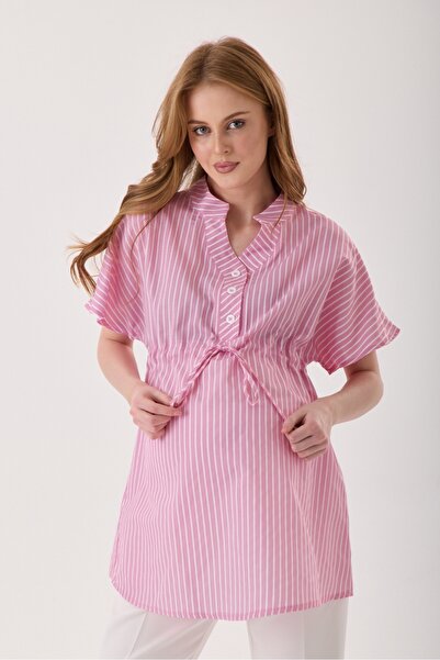 KATLİN MATERNİTY WEAR Розова памучна поплинена блуза за бременни и кърмачки, ...