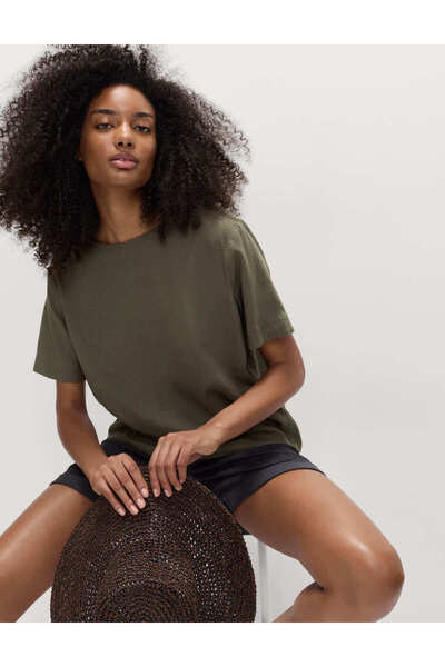 Marks & Spencer Keten Karışımlı Scoop Yaka T-Shirt