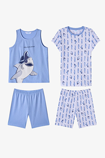 Penti Mavi Erkek Çocuk Fishy Friends Pamuklu 2'li Pijama Takımı