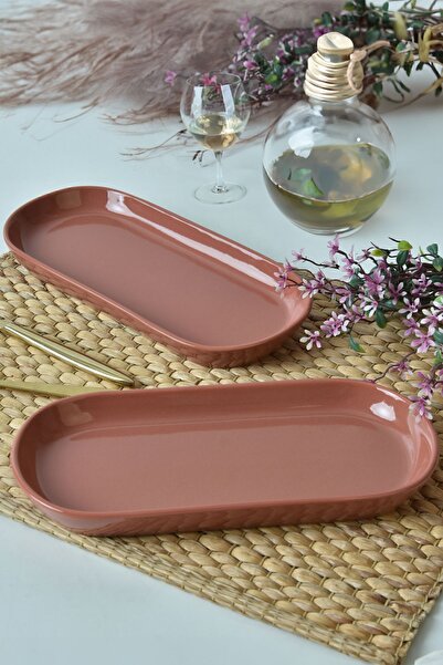 Keramika Red Brown Noyan Boat Plate 26 Cm 2 Pieces 607
