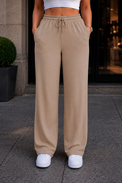 CEDY DENIM Pantaloni Palazzo cu talie înaltă, din țesătură sintetică, cu pici...