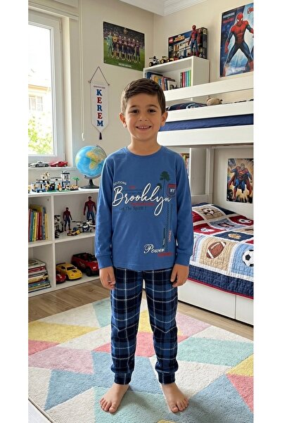 ALİŞ KİDS Set de pijamale sezoniere pentru bărbați, 100% bumbac, albastru, cu...