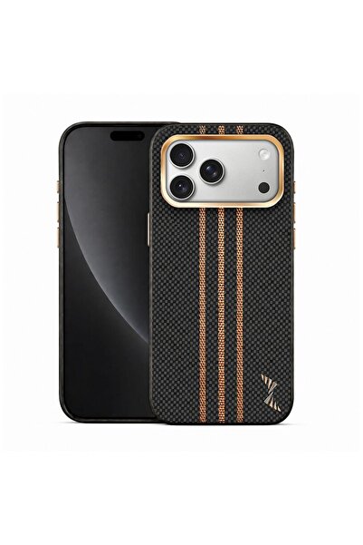 Zebana Apple iPhone 17 Pro Max Uyumlu Kılıf Goldrix Karbon Fiber M-Safe Kılıf...