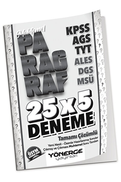Yönerge Yayınları 2026 KPSS AGS TYT ALES DGS MSÜ Muhtemel Paragraf 25x5 Denem...