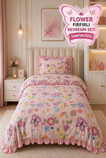 Violacasa Tek Kişilik Fırfırlı Nevresim Seti Flower | Genç Odası | Nevresim |...