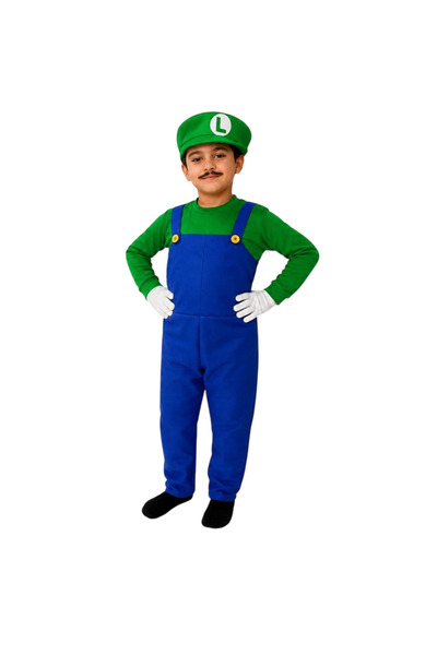 KOSTÜMCE Unisex Children's Green Blue Luigi Costume