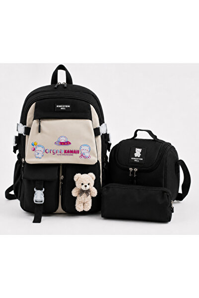 Kingston Hill Kawaii Kore Tarzı İlkokul Çantası 3'lü Set ( Folyolu Beslenme +...