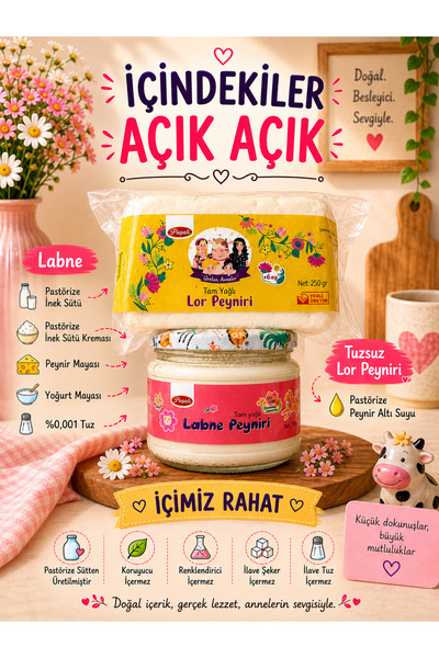 ÜRETEN ANNELER Tuzsuz Vakumlu Lor Peyniri - Labne Peyniri
