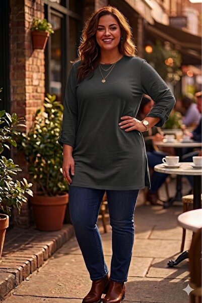 elma abone Plus Size Combed Tunic