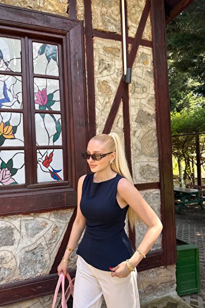 lizge giyim KAYIK YAKA PEPLUM BLUZ