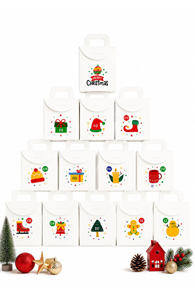 repro design Calendar Advent alb – set 13 cutii goale pentru cadouri, 10x15x5...