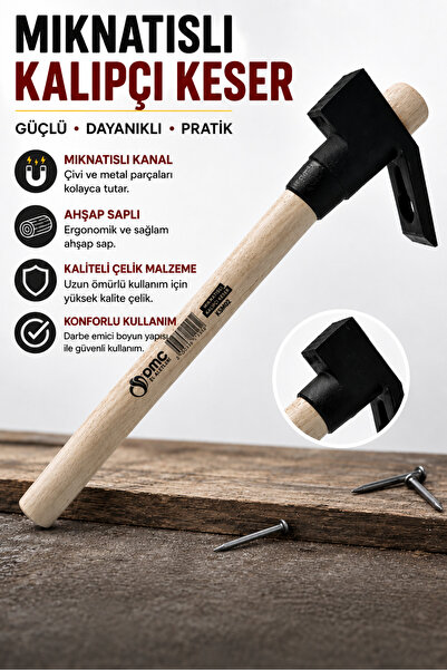 Sait Demirci DMC Mıknatıslı Usta Keseri Ahşap Saplı Çok Amaçlı Keser