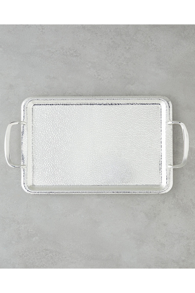 English Home Glamour Metal İkram Tepsisi 34,5x22 Cm Silver