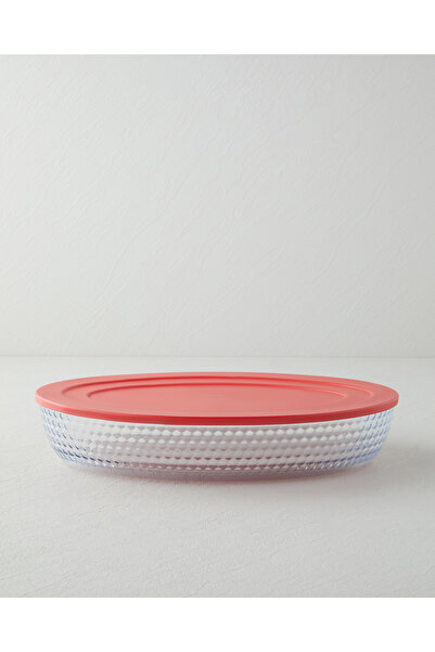 English Home Bake&Serve Cam Oval Kapaklı Fırın Kabı 24x35 cm Kırmızı