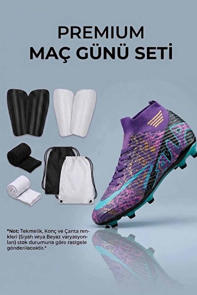 rekorsport Çocuk ve Yetişkin Siyah Krampon Futbol Seti 4'lü (28-47 Numara) - ...