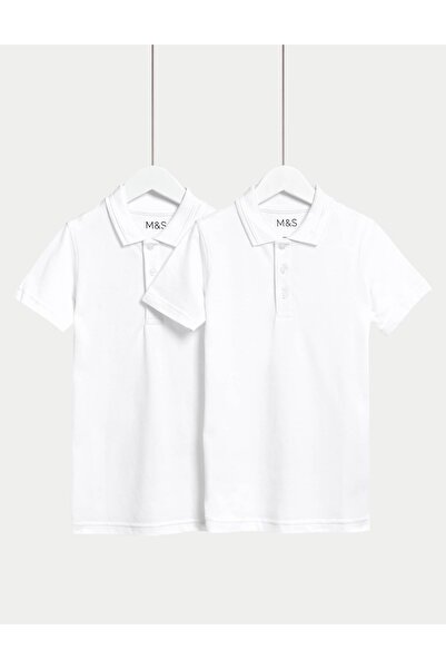 Marks & Spencer Saf Pamuklu 2'li Polo Yaka T-Shirt (2-16 Yaş)